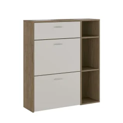 Scarpiera Marrone Noce Beige 90x26x102h cm, un Cassetto - Samassi