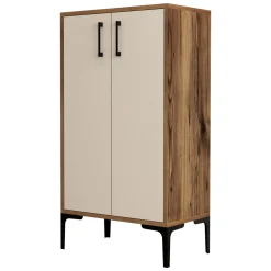Scarpiere > Dmora Scarpiera Marrone Noce Bianco 4 Ripiani 8 Paia 60x35x111h cm, 2 Ante - Cavalieri Bianco, Marrone Noce