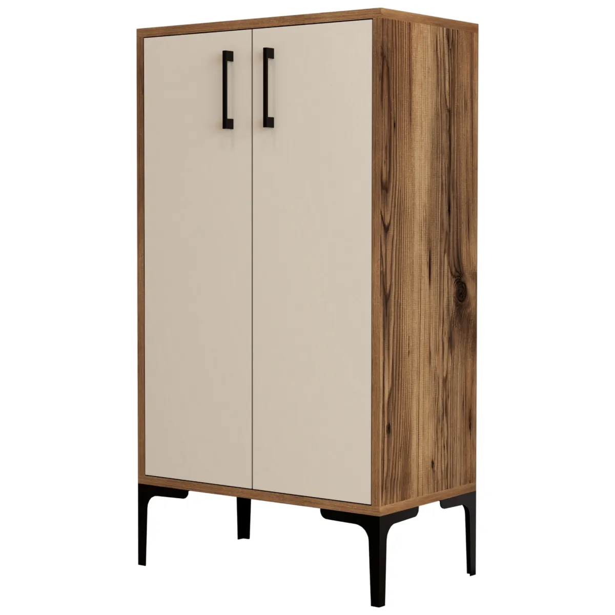 Scarpiere > Dmora Scarpiera Marrone Noce Bianco 4 Ripiani 8 Paia 60x35x111h cm, 2 Ante - Cavalieri Bianco, Marrone Noce