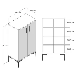 Scarpiere > Dmora Scarpiera Marrone Noce Bianco 4 Ripiani 8 Paia 60x35x111h cm, 2 Ante - Cavalieri Bianco, Marrone Noce