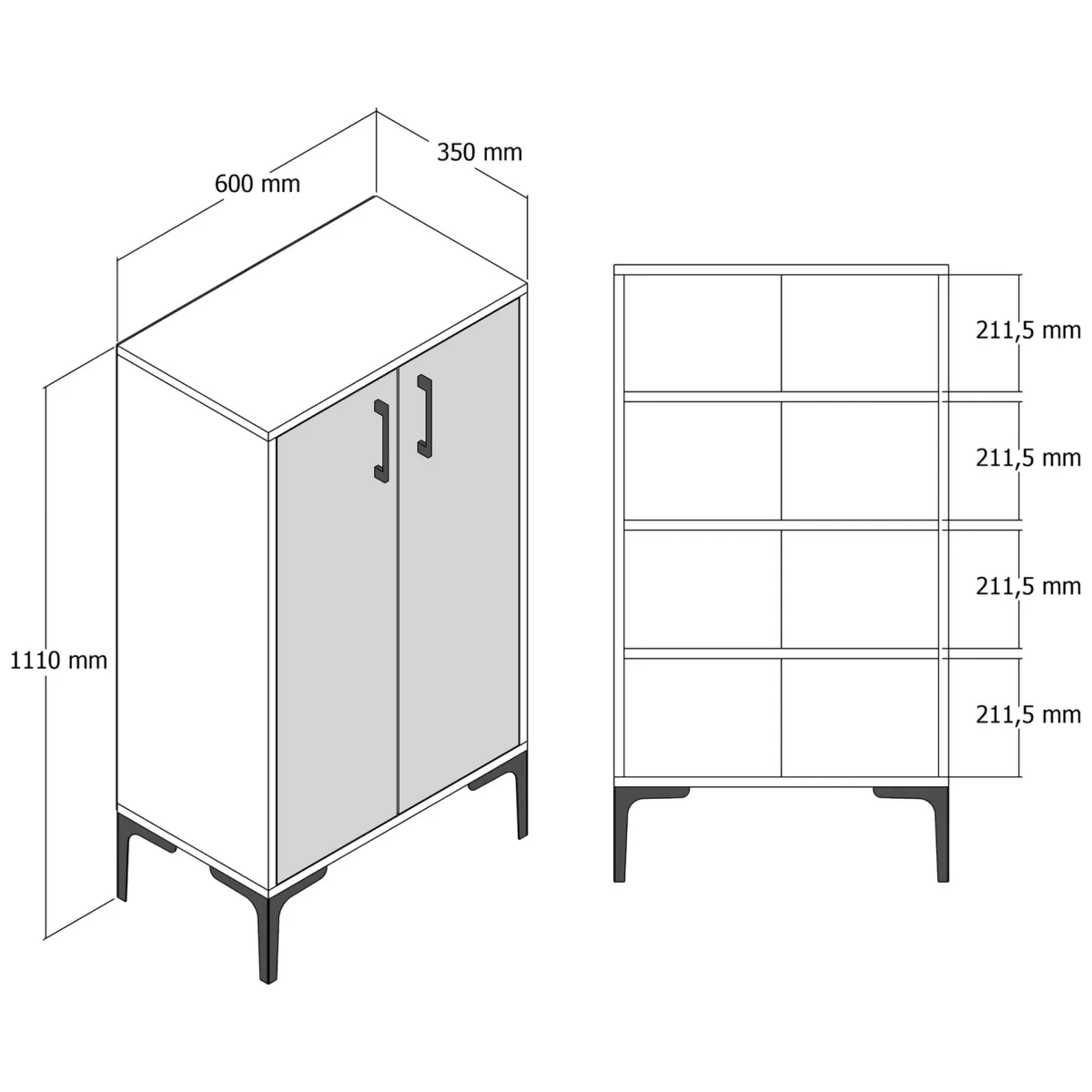 Scarpiere > Dmora Scarpiera Marrone Noce Bianco 4 Ripiani 8 Paia 60x35x111h cm, 2 Ante - Cavalieri Bianco, Marrone Noce