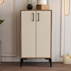 Scarpiere > Dmora Scarpiera Marrone Noce Bianco 4 Ripiani 8 Paia 60x35x111h cm, 2 Ante - Cavalieri Bianco, Marrone Noce