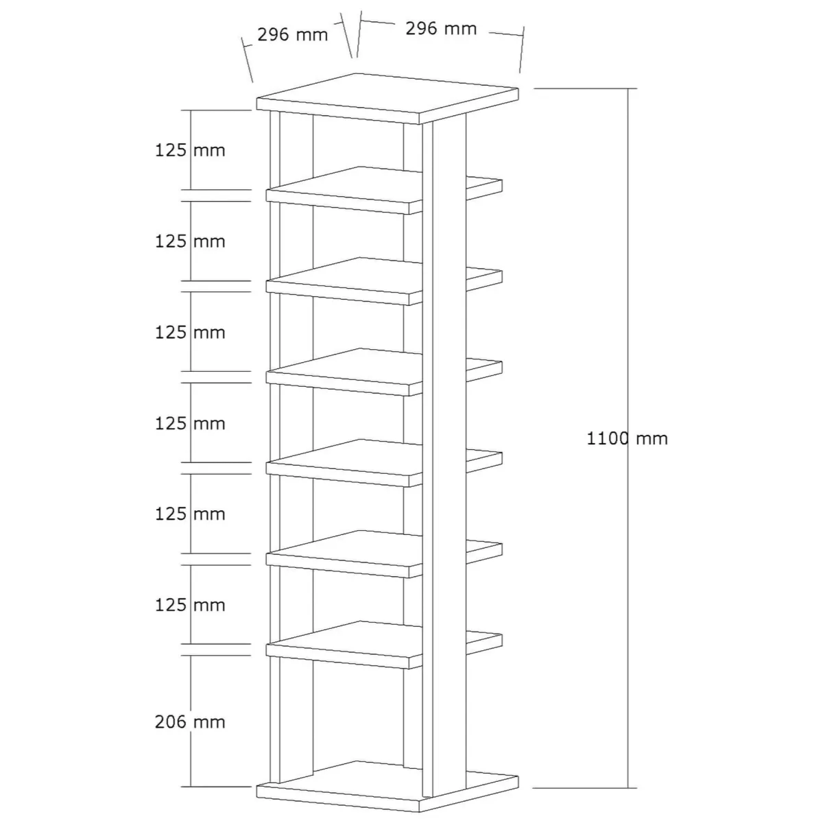 Scarpiere > Dmora Scarpiera 8 Paia 8 Ripiani 30x30x110h cm, 7 Vani - Soddi Marrone Noce