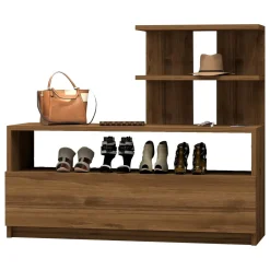 Scarpiere > Dmora Scarpiera 4 Ripiani 12 Paia 100x30x85h cm, Un'anta - Sinni Marrone Noce