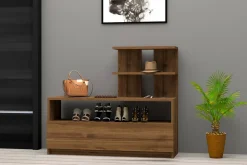 Scarpiere > Dmora Scarpiera 4 Ripiani 12 Paia 100x30x85h cm, Un'anta - Sinni Marrone Noce
