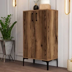 Scarpiera Marrone Noce 4 Ripiani 8 Paia 60x35x111h cm, 2 Ante - Cavalieri