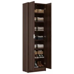 Scarpiera Marrone Noce 6 Ripiani 2 Ante 60x33x191.5h cm, Maniglie Incluse - Delizia