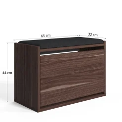 Scarpiera Marrone Noce un Ripiano 2 Vani 65x43.5x32h cm, Un'anta
