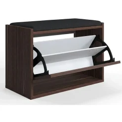 Scarpiera Marrone Noce un Ripiano 2 Vani 65x43.5x32h cm, Un'anta