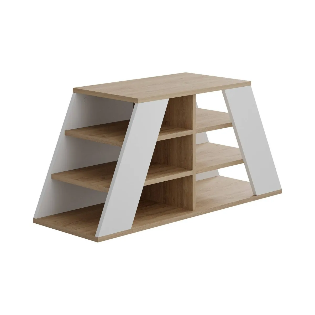 Scarpiere > Dmora Scarpiera Marrone Quercia Bianco 08-ott Paia 4 Ripiani 106x38x50h cm, 6 Vani - Zungri Bianco, Marrone Quercia