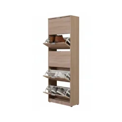 Scarpiera Marrone Quercia 10 Ripiani 5 Ante 67x28x191.5h cm, Maniglie Incluse - Sueglio