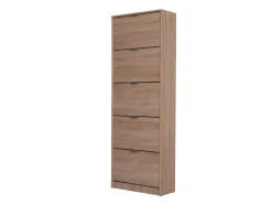 Scarpiera Marrone Quercia 10 Ripiani 5 Ante 67x28x191.5h cm, Maniglie Incluse - Sueglio