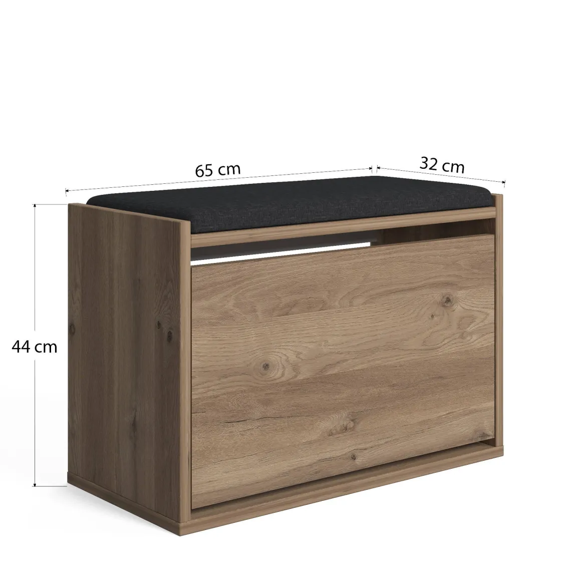 Scarpiera Marrone Quercia un Ripiano 2 Vani 65x43.5x32h cm, Un'anta