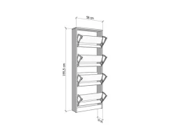Scarpiere > Dmora Scarpiera un Ripiano 4 Ante 58x18x155.5h cm, kit Fissaggio a Muro Incluso - Pesche Marrone Rovere chiaro