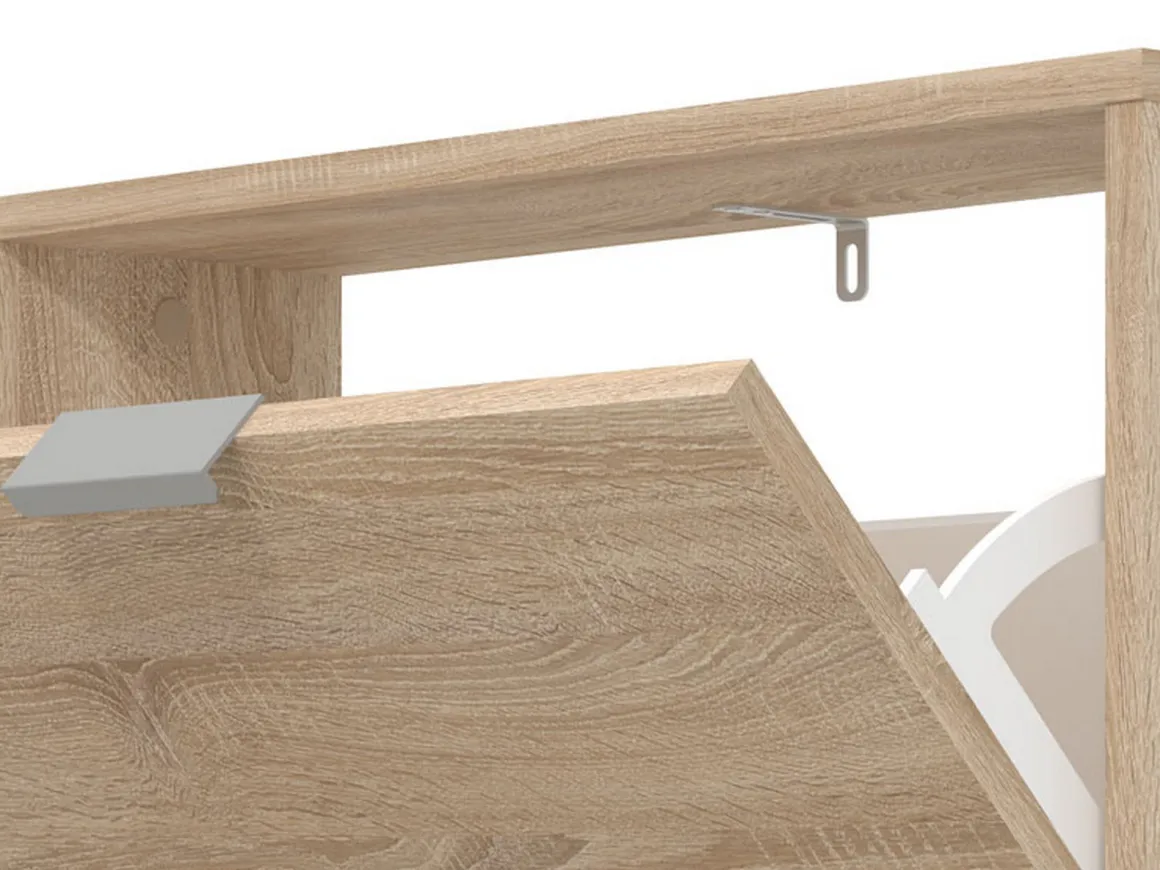Scarpiera Marrone Rovere Chiaro un Ripiano 5 Ante 58x18x191.5h cm, kit Fissaggio a Muro Incluso - Capriolo