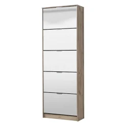 Scarpiere > Dmora Scarpiera 10 Ripiani 10 Vani 67x28x191.5h cm, 5 Ante - Dentro Marrone Rovere grigio