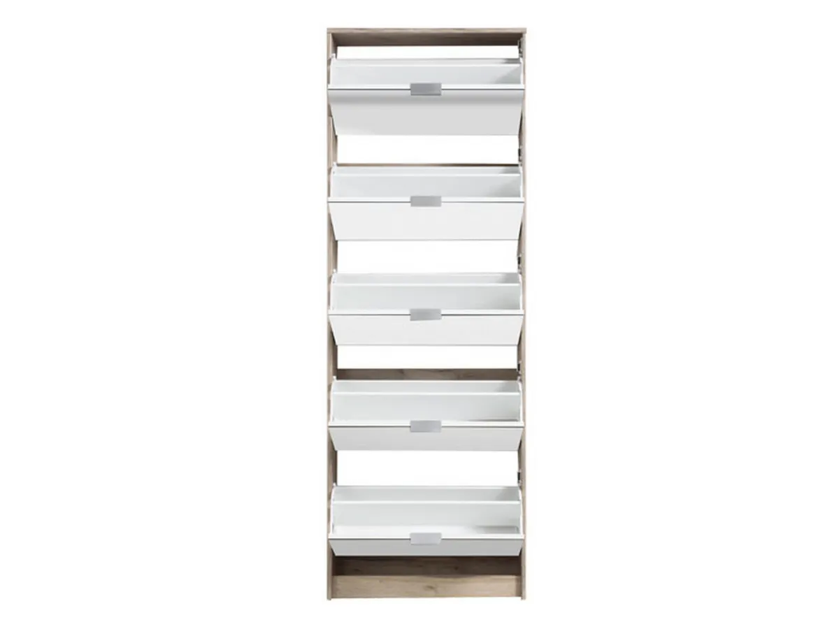 Scarpiere > Dmora Scarpiera 10 Ripiani 10 Vani 67x28x191.5h cm, 5 Ante - Dentro Marrone Rovere grigio