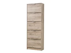 Scarpiera Marrone Rovere Grigio 10 Ripiani 5 Ante 67x28x191.5h cm, Maniglie Incluse - Sueglio