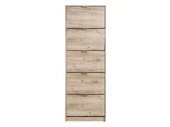Scarpiera Marrone Rovere Grigio 10 Ripiani 5 Ante 67x28x191.5h cm, Maniglie Incluse - Sueglio