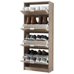 Scarpiere > Dmora Scarpiera 8 Ripiani 8 Vani 67x28x155.5h cm, 4 Ante - Pentone Marrone Rovere grigio