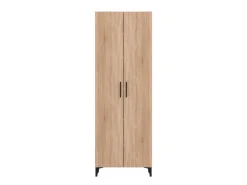 Scarpiera Marrone Rovere Nero 5 Ripiani 2 Ante 67.5x35x195h cm, kit Fissaggio a Muro Incluso - Ciminna