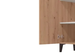 Scarpiera Marrone Rovere Nero 5 Ripiani 2 Ante 67.5x35x195h cm, kit Fissaggio a Muro Incluso - Ciminna