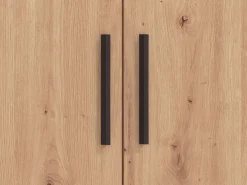 Scarpiera Marrone Rovere Nero 5 Ripiani 2 Ante 67.5x35x195h cm, kit Fissaggio a Muro Incluso - Ciminna
