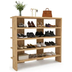 Scarpiere > Dmora Scarpiera 16 Paia 5 Ripiani 76x31x72h cm, 4 Vani - Offida Marrone Rovere Nodi