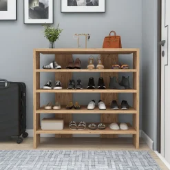 Scarpiere > Dmora Scarpiera 16 Paia 5 Ripiani 76x31x72h cm, 4 Vani - Offida Marrone Rovere Nodi