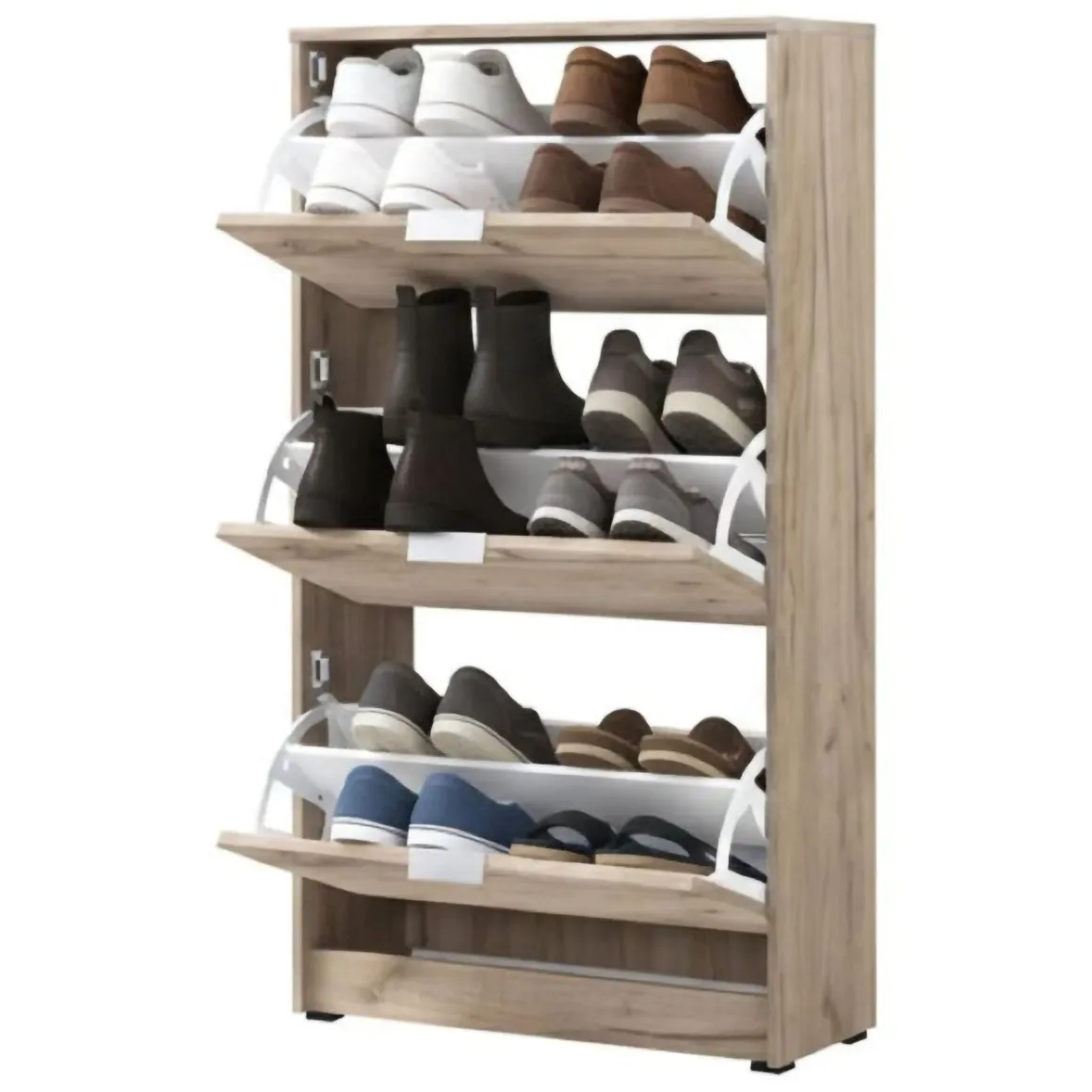 Scarpiera Marrone Rovere Nodi 6 Ripiani 3 Ante 67x28x119h cm, Maniglie Incluse - Marradi