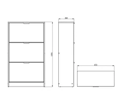Scarpiera Marrone Rovere Nodi 6 Ripiani 3 Ante 67x28x119h cm, Maniglie Incluse - Marradi