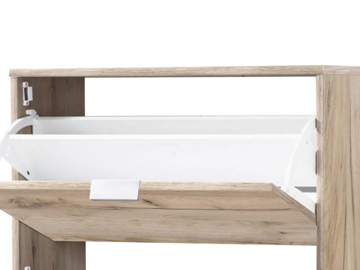 Scarpiera Marrone Rovere Nodi 6 Ripiani 3 Ante 67x28x119h cm, Maniglie Incluse - Marradi