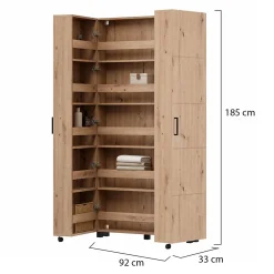 Scarpiere > Dmora Scarpiera Marrone Rovere Nodi Nero 6 Ripiani 2 Ante 92x33x113h cm, Ante con Doppia Capienza, Apertura con Ruote - Ystad Nero, Marrone Rovere Nodi