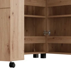 Scarpiere > Dmora Scarpiera Marrone Rovere Nodi Nero 6 Ripiani 2 Ante 92x33x113h cm, Ante con Doppia Capienza, Apertura con Ruote - Ystad Nero, Marrone Rovere Nodi
