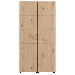 Scarpiere > Dmora Scarpiera Marrone Rovere Nodi Nero 6 Ripiani 2 Ante 92x33x113h cm, Ante con Doppia Capienza, Apertura con Ruote - Ystad Nero, Marrone Rovere Nodi