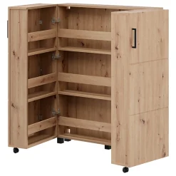 Scarpiere > Dmora Scarpiera Marrone Rovere Nodi Nero 6 Ripiani 2 Ante 92x33x113h cm, Ante con Doppia Capienza, Apertura con Ruote - Ystad Nero, Marrone Rovere Nodi