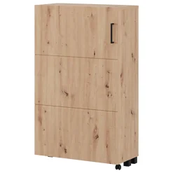 Scarpiere > Dmora Scarpiera Marrone Rovere Nodi Nero 9 Ripiani 4 Ante 80x40x205.5h cm, Piedini Inclusi - Peligni Nero, Marrone Rovere Nodi