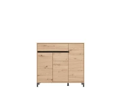 Scarpiera Marrone Rovere Nodi Nero un Cassetto 6 Ripiani 118.5x40x109.5h cm, 3 Ante - Orotelli