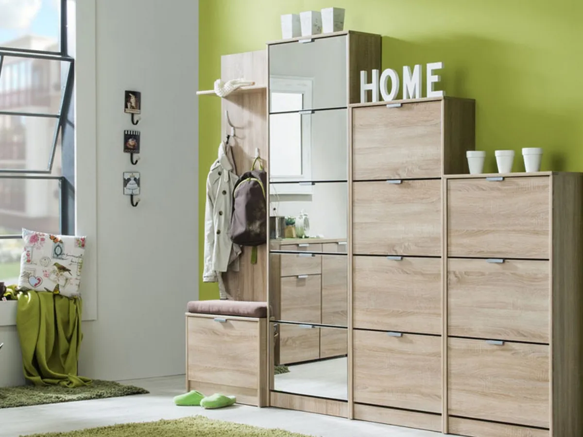 Scarpiere > Dmora Scarpiera 10 Ripiani 10 Vani 67x28x191.5h cm, 5 Ante - Dentro Marrone Rovere