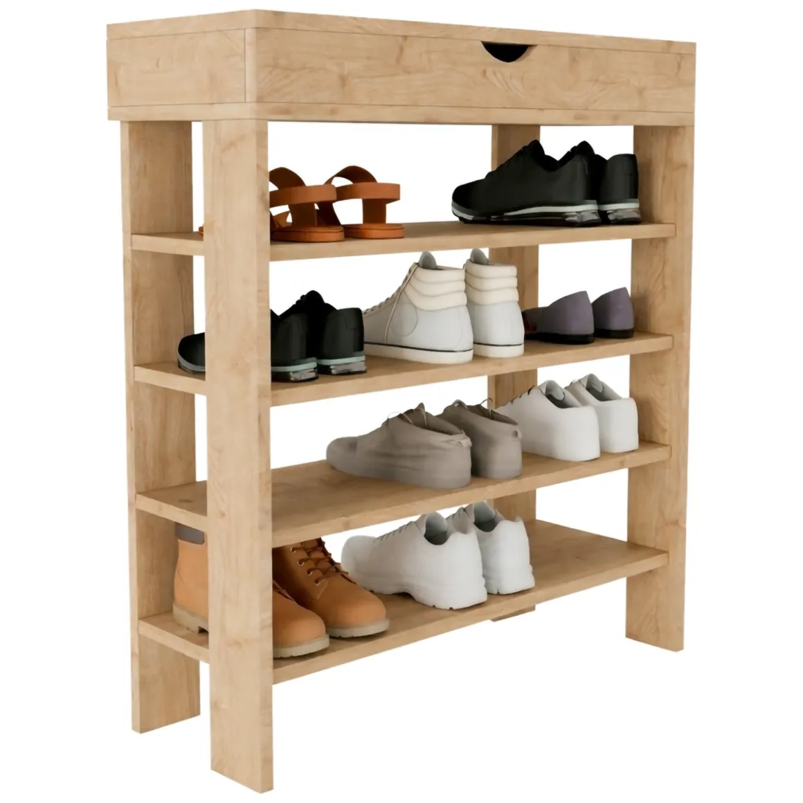 Scarpiera Marrone Rovere 5 Ripiani 12 Paia 80x30x90h cm, Un'anta - Monastero