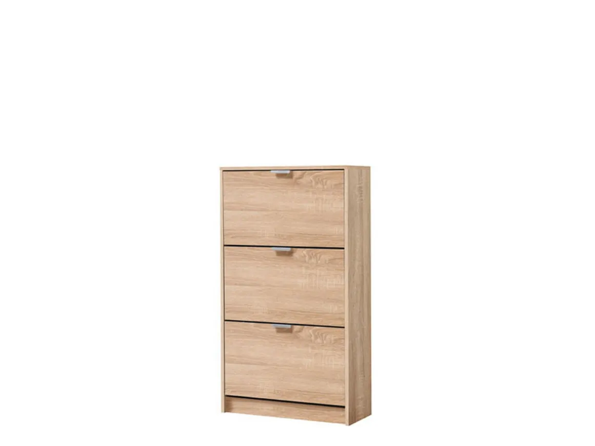 Scarpiera Marrone Rovere 6 Ripiani 3 Ante 67x28x119h cm, Maniglie Incluse - Marradi
