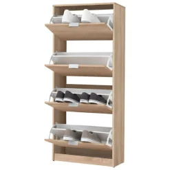 Scarpiere > Dmora Scarpiera 8 Ripiani 4 Ante 67x28x155.5h cm, Maniglie Incluse - Santina Marrone Rovere
