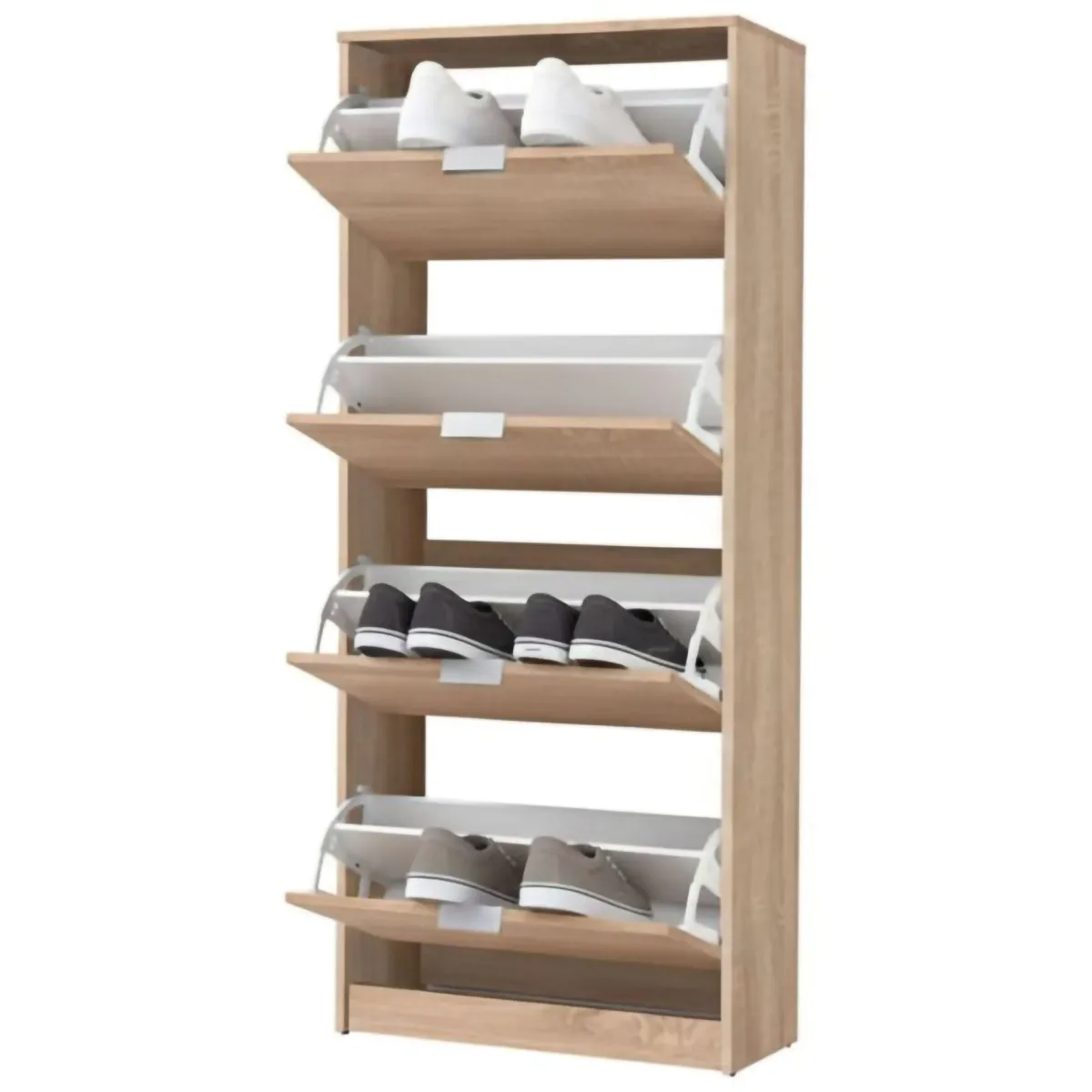 Scarpiere > Dmora Scarpiera 8 Ripiani 4 Ante 67x28x155.5h cm, Maniglie Incluse - Santina Marrone Rovere