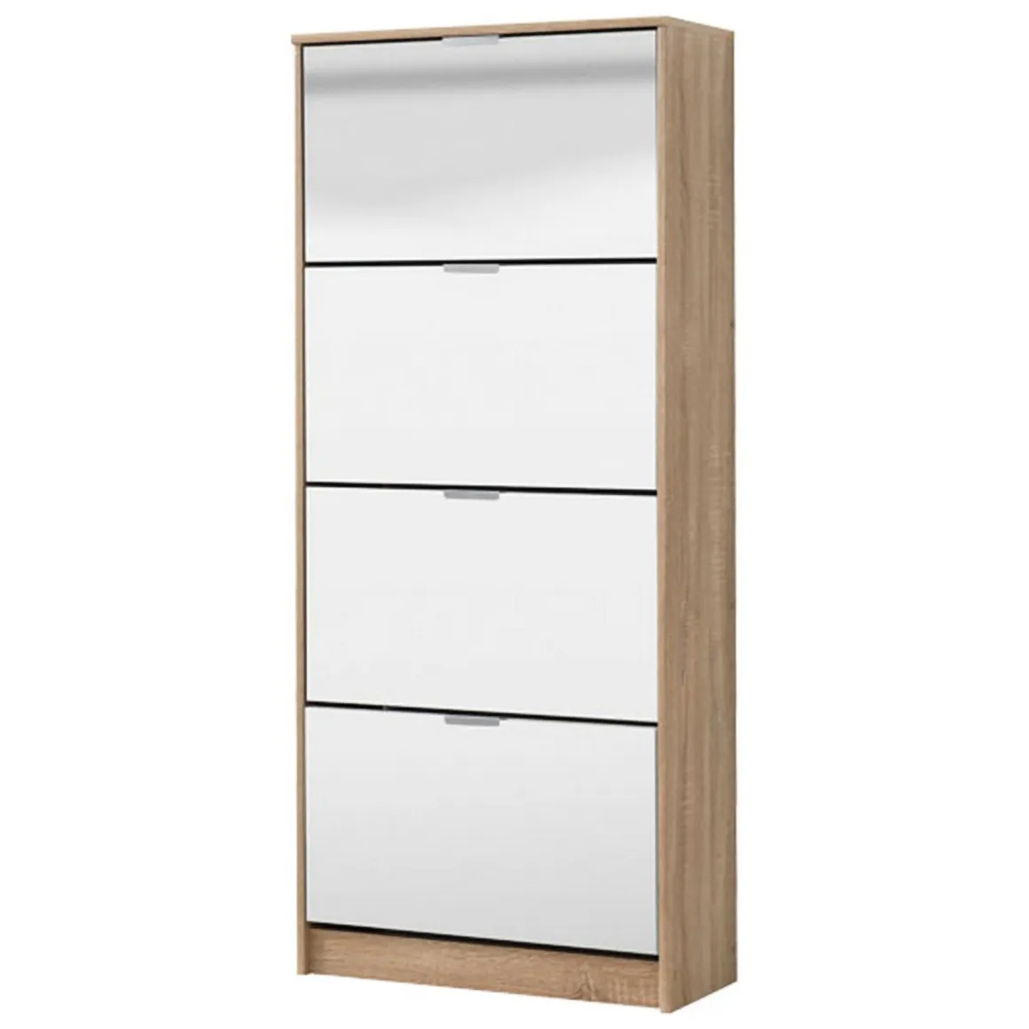 Scarpiera Marrone Rovere 8 Ripiani 8 Vani 67x28x155.5h cm, 4 Ante - Pentone