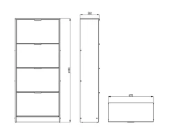 Scarpiera Marrone Rovere 8 Ripiani 8 Vani 67x28x155.5h cm, 4 Ante - Pentone