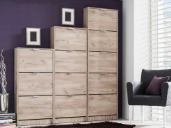 Scarpiere > Dmora Scarpiera 3 Ripiani 3 Ante 58x18x119h cm, Maniglie Incluse - Melle Marrone Rovere scuro