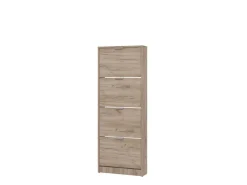 Scarpiera Marrone Rovere Scuro un Ripiano 4 Ante 58x18x155.5h cm, kit Fissaggio a Muro Incluso - Pesche