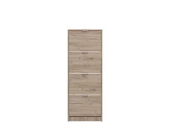 Scarpiera Marrone Rovere Scuro un Ripiano 4 Ante 58x18x155.5h cm, kit Fissaggio a Muro Incluso - Pesche