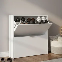 Bagno|Scarpiere > Dmora Scarpiera minimal 2 ante bianca 75x76h cm - Anakin Bianco