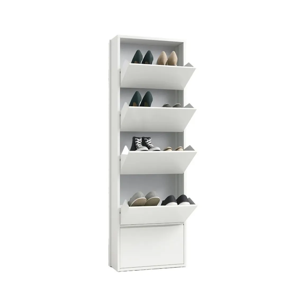 Scarpiera minimal 5 ante bianca 50x172h cm in metallo - Afrend